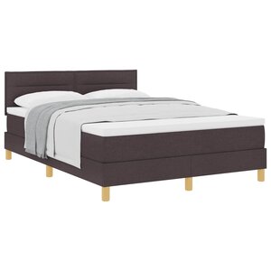 vidaXL Lit à ressorts avec coussin Marron foncé 140 x 190 cm tissu