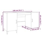 Bureau table poste de travail meuble d'ordinateur informatique étude 140 x 50 x 75 cm bois d'ingénierie gris 02_0023834