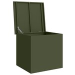 vidaXL Boîte de rangement extérieure en vert olive - 55 x 50 5 x 50 cm  faite en acier laminé à froid.