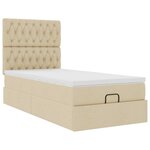 vidaXL Lit ottoman avec matelas et LED crème 90x200 cm tissu