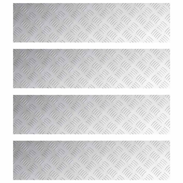 vidaXL Nez de marche Rectangulaire 4 Pièces Argenté 100 x 25 cm Aluminium