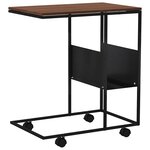 vidaXL Table d'appoint avec roues noir 55x36x63 5 cm bois d'ingénierie