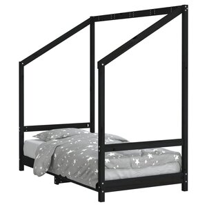 vidaXL Cadre de lit pour enfant noir 80x160 cm bois de pin massif
