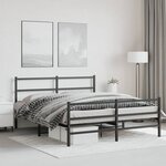 vidaXL Cadre de lit métal sans matelas avec pied de lit noir 150x200cm