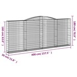vidaXL Paniers à gabions arqués 6 Pièces 400x30x160/180 cm Fer galvanisé