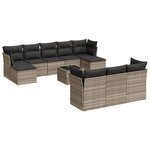 vidaXL Salon de jardin 11 Pièces avec coussins gris clair résine tressée