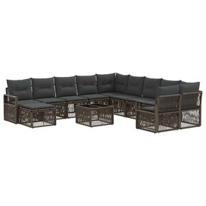vidaXL Ensemble de canapé de jardin 12 Pièces Gris polyrotin