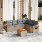 vidaXL Salon de jardin avec coussins 7 Pièces beige résine tressée