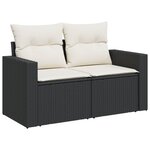 vidaXL Salon de jardin avec coussins 13 Pièces noir résine tressée