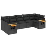 vidaXL Salon de jardin 7 Pièces avec coussins noir résine tressée