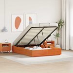 vidaXL Cadre de lit ottoman Brun Ciré 120 x 200 cm Pin massif