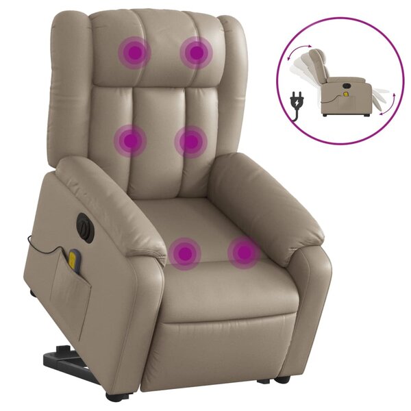 vidaXL Fauteuil inclinable de massage électrique cappuccino similicuir