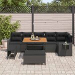 vidaXL Ensemble de canapé de jardin 9 Pièces Noir polyrotin
