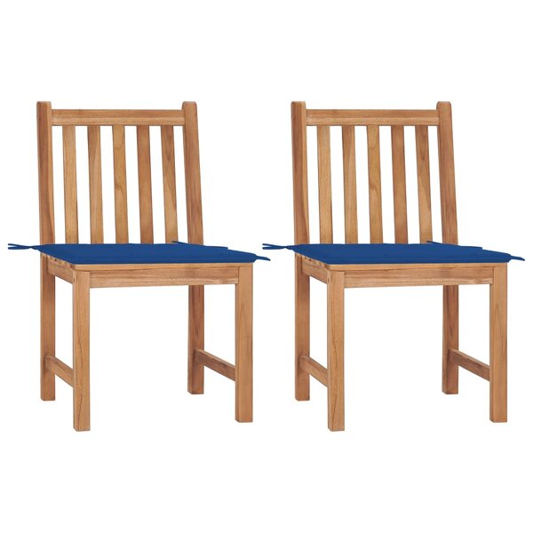 vidaXL Chaises de jardin lot de 2 avec coussins Bois de teck massif