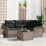 vidaXL Ensemble de canapé de jardin avec coussin 5 Pièces Gris Poly rotin