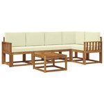vidaXL Ensemble de canapés d'extérieur 6 pc Naturel et Crème
