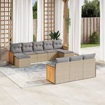 vidaXL Salon de jardin avec coussins 10 Pièces beige résine tressée