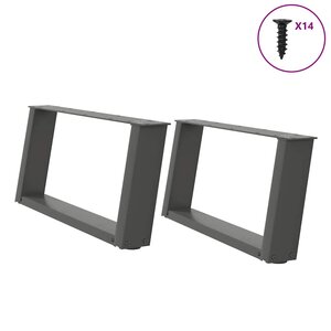 vidaXL Pieds de table basse en U 2 pièces Anthracite 60 x (30-31) cm Acier