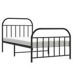 vidaXL Cadre de lit métal sans matelas avec pied de lit noir 100x190cm