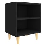 vidaXL Tables de chevet avec pieds en bois 2 Pièces Noir 40x30x50 cm