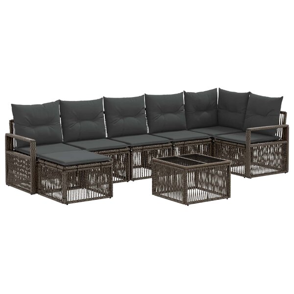 vidaXL Ensemble de canapé de jardin 8 Pièces Gris polyrotin