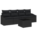 vidaXL Ensemble de Canapés de Jardin 5 Pièces avec Coussins Noir Poly Rattan