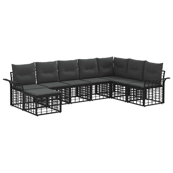 vidaXL Ensemble de canapés d'extérieur 8 Pièces Noir et Gris foncé