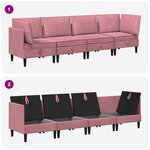 vidaXL Ensemble de meubles pour le salon 4 Pièces Rose Velours