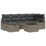 Ensemble de Canapés de Jardin 7 pièces avec Coussins Gris Poly Rotin