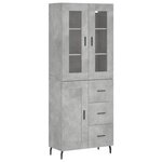 vidaXL Buffet haut Gris béton 69 5x34x180 cm Bois d'ingénierie