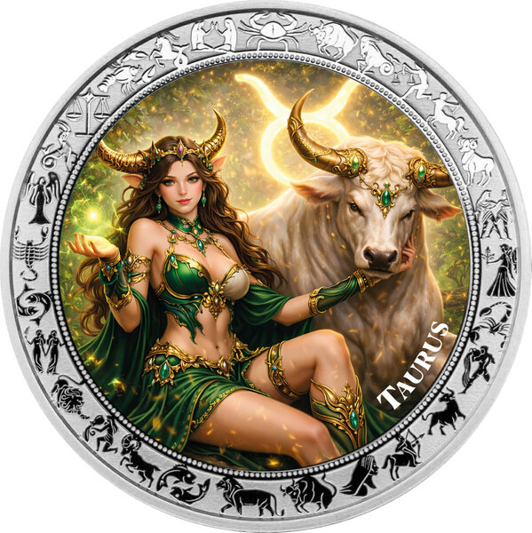 Monnaie TAURUS Goddesses Zodiac 1 Oz Argent 5 Cedis Ghana 2026 (PRÉCOMMANDE)