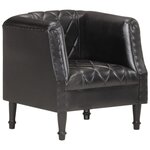 vidaXL Chaise cabriolet Noir Cuir véritable de chèvre