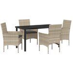 vidaXL Ensemble de Salle à Manger de Jardin 5 Pièces avec Coussins Gris Clair Poly Rattan