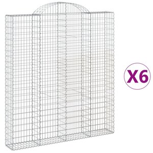 vidaXL Paniers à gabions arqués 6 Pièces 200x30x220/240 cm fer galvanisé