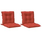 vidaXL Coussins de chaise à dossier bas lot de 2 rouge mélangé tissu