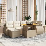 vidaXL Salon de jardin avec coussins 7 Pièces beige résine tressée