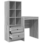 vidaXL Bureau avec tiroir avec étagère avec stockage 2 Pièces Gris Sonoma