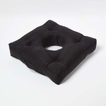 Coussin bouée rehausseur en suédine Noir  50 x 50 x 10 cm - HOMESCAPES