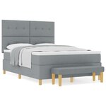 Lit à ressorts vidaXL avec matelas et banc Gris clair 140x190 cm en tissu