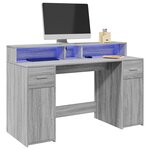 vidaXL Bureau et lumières LED sonoma gris 140x55x91 cm bois ingénierie