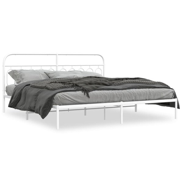 vidaXL Cadre de lit métal sans matelas et tête de lit blanc 200x200 cm