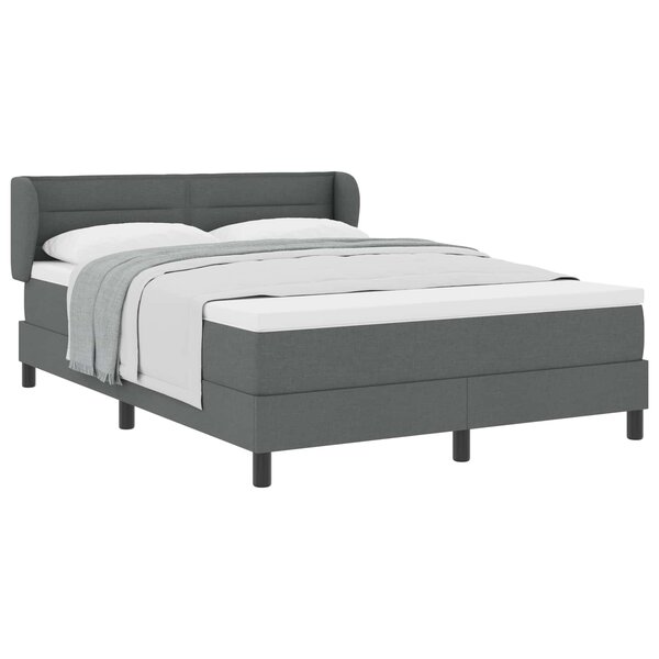 vidaXL Lit à ressorts avec matelas Gris foncé 140 x 190 cm tissu