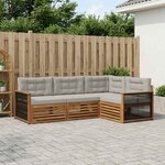 vidaXL Ensemble de canapés d'extérieur 4 Pièces Naturel et gris clair