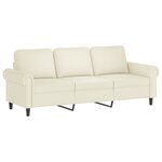 vidaXL Canapé 3 places avec oreillers décoratifs crème 180 cm velours