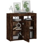 vidaXL Buffet avec lumières LED chêne fumé 80x35x75 cm