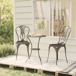 vidaXL Ensemble de bistro 3 Pièces Aluminium coulé Noir