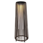 Lampadaire LED de jardin style colonial dim. Ø 21 5 x 61H cm résine tressée filaire chocolat