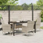 vidaXL Ensemble de Salle à Manger de Jardin 5 Pièces avec Coussins en Rattan Synthétique Gris Clair