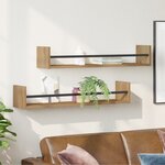vidaXL Étagères murales 2 Pièces Chêne 80x16x14 cm Bois traité
