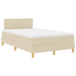 vidaXL Lit boxspring avec matelas Crème 120 x 190 cm tissu